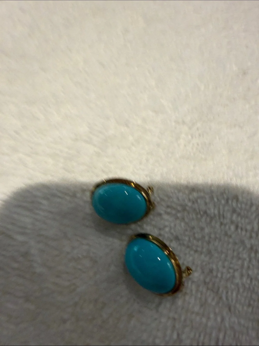 14 karat yellow, gold, blue turquoise earrings - Picture 14 of 14